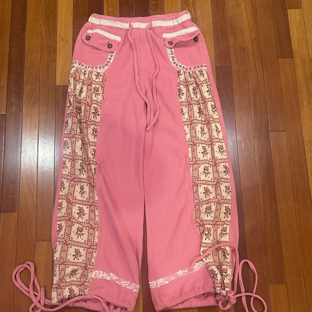 POL Pink Patterned Drawstring Casual Pants - image 1